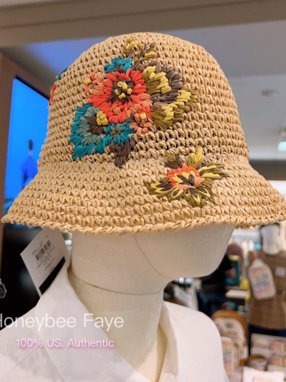 NWT Coach women's Hawaiian Floral Crochet Bucket Hat CK691 (M/L) - Picture 3 of 4